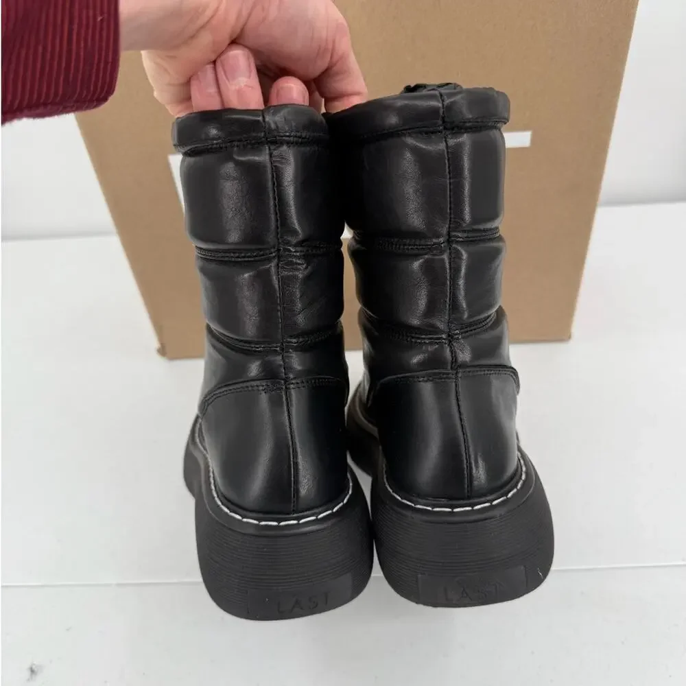 NEW LAST Fergie Leather Warm Lining Black Snow Boots Bootie Size EU 36